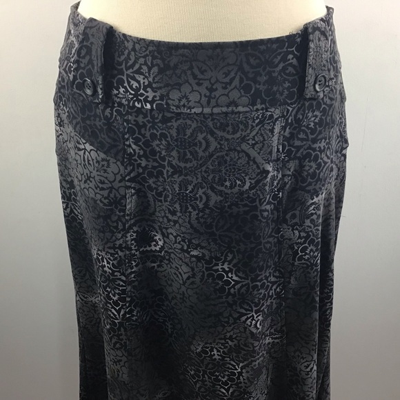 Christopher&Banks gray and black printed  fabric midi/maxi skirt 80s 90s? Sz 10. - Picture 2 of 10